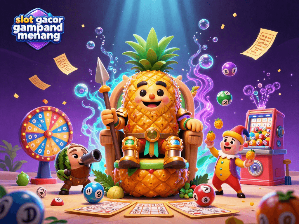 Experience the vibrant energy of slot gacor gampang menang in this dynamic beach casino illustration.