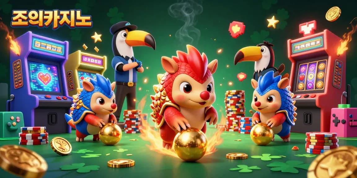 Join exciting games at 조이카지노 with rival pangolins amid poker chips in this dynamic casino scene.