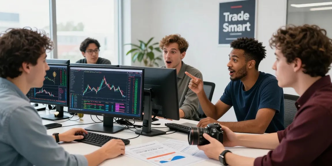 Отзывы bitmex о криптобирже в современном офисе с трейдерами, обсуждающими рынок.