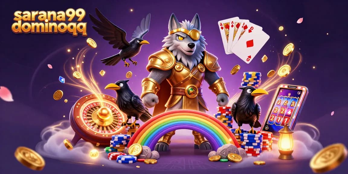 Sarana99 dominoqq showcases thrilling gaming adventures with Odin and his ravens amidst exciting casino elements.