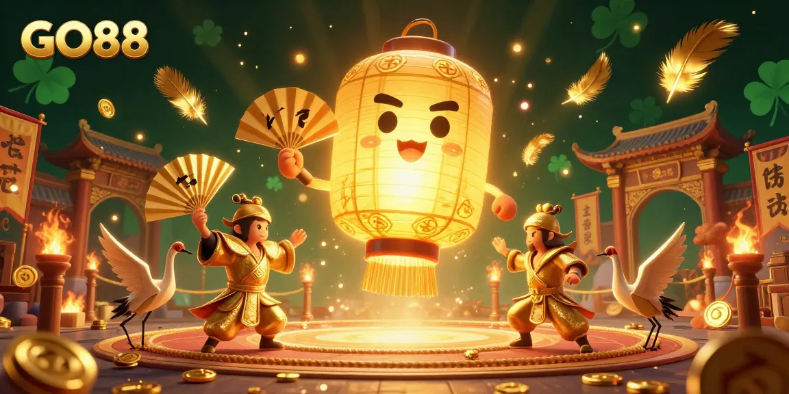 Experience GO88's thrilling online gaming with vibrant characters and casino elements in an exciting night market setting.