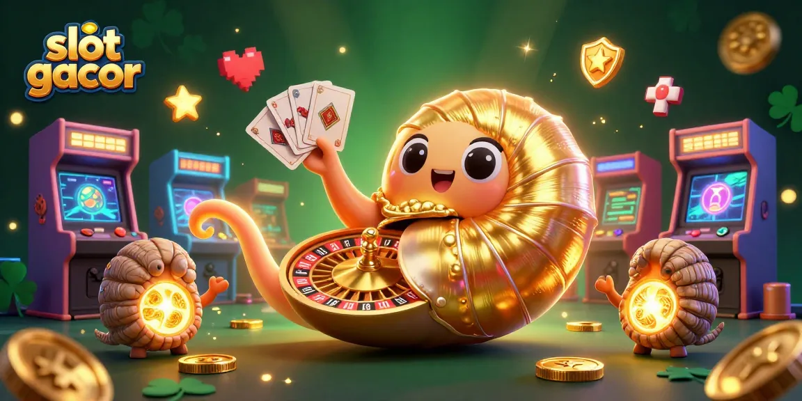 Engage with slot gacor games in an illustrated casino realm filled with vibrant characters and gaming elements.
