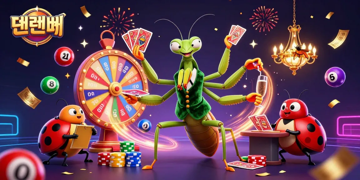 Experience the vibrant gambling world of 텐텐벳 with animated characters and lively casino elements.
