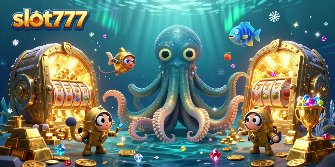 Spin the reels and find treasure with slot777 in this vibrant 3D casino scene.