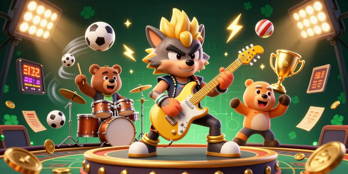 Experience the excitement with yaar win as the rock star wolf takes the stage in a dynamic casino scene.