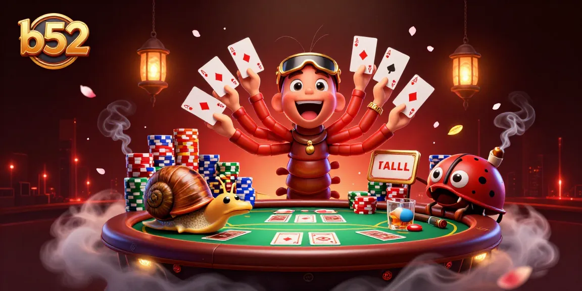 Experience thrilling moments at b52 casino with a lively cartoon dealer and vibrant poker action