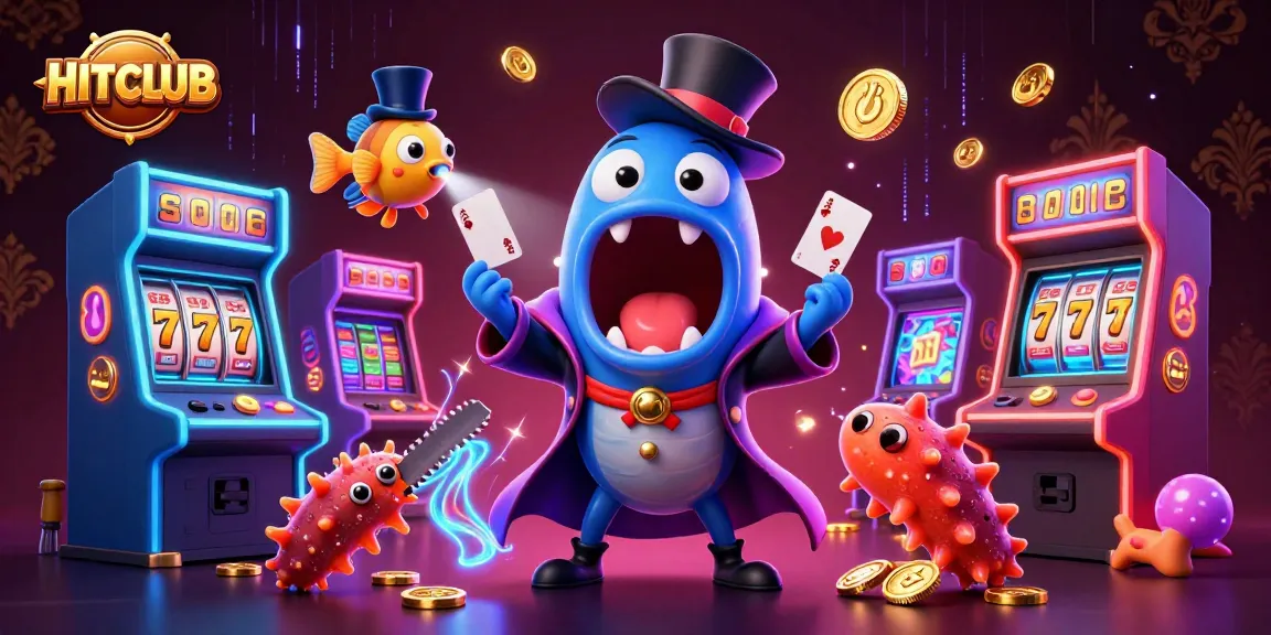 Engage with HITCLUB's thrilling casino atmosphere featuring vibrant characters and game elements.