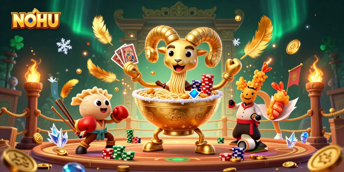Engage with NOHU's thrilling casino atmosphere featuring vibrant characters and dynamic gambling action.
