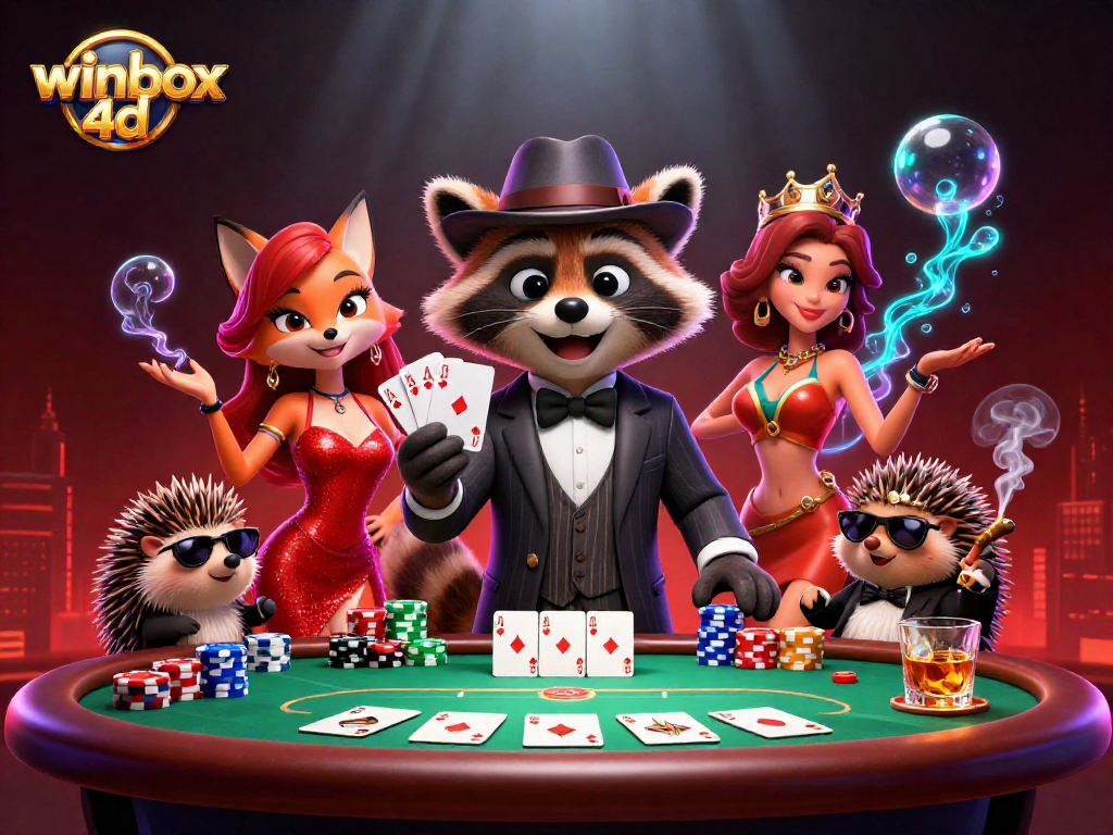 Play poker and win big with winbox 4d featuring a suave raccoon and stunning characters.