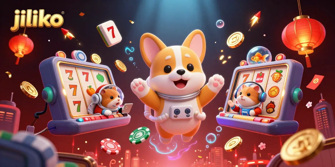 Experience thrilling gameplay with jiliko as a cartoon astronaut corgi navigates a space casino with floating tokens.