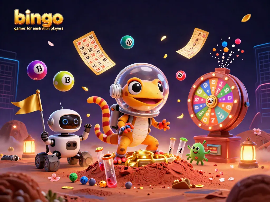 Engaging bingo games for australian players showcasing a vibrant casino scene with colorful elements.