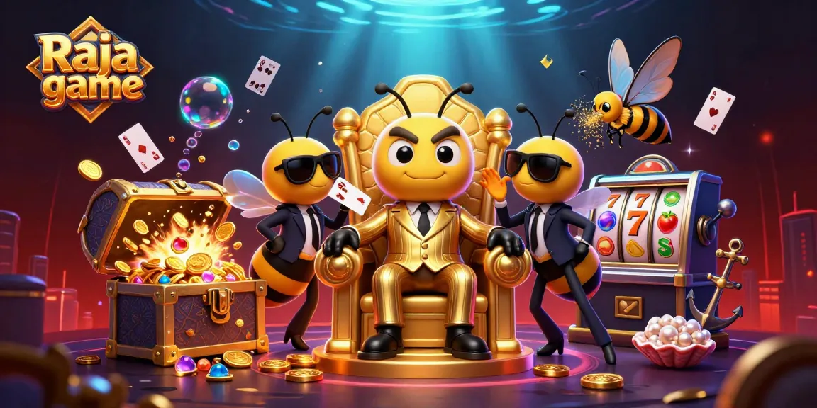 Experience thrilling gameplay in Raja game with a 3D cartoon mob boss and dynamic slots scene.