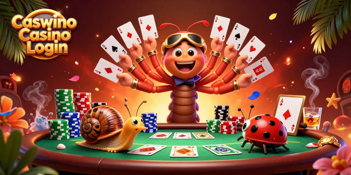 Experience seamless access with Caswino Casino Login featuring vibrant cartoon characters and engaging poker elements.