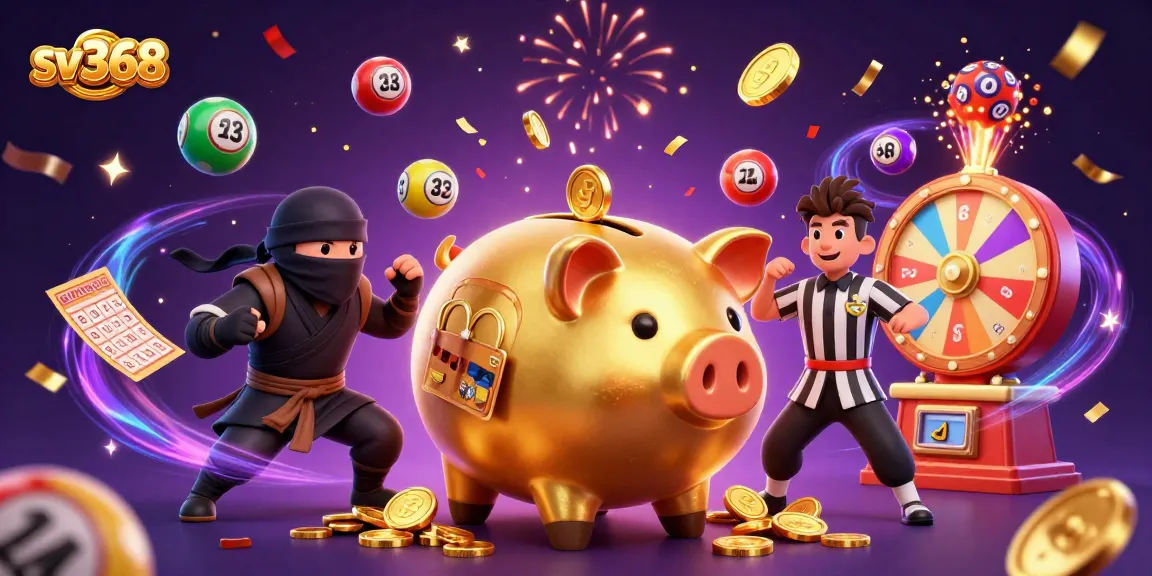 sv368's engaging dynamic scene with vibrant lottery and gaming elements celebrating fun and excitement.