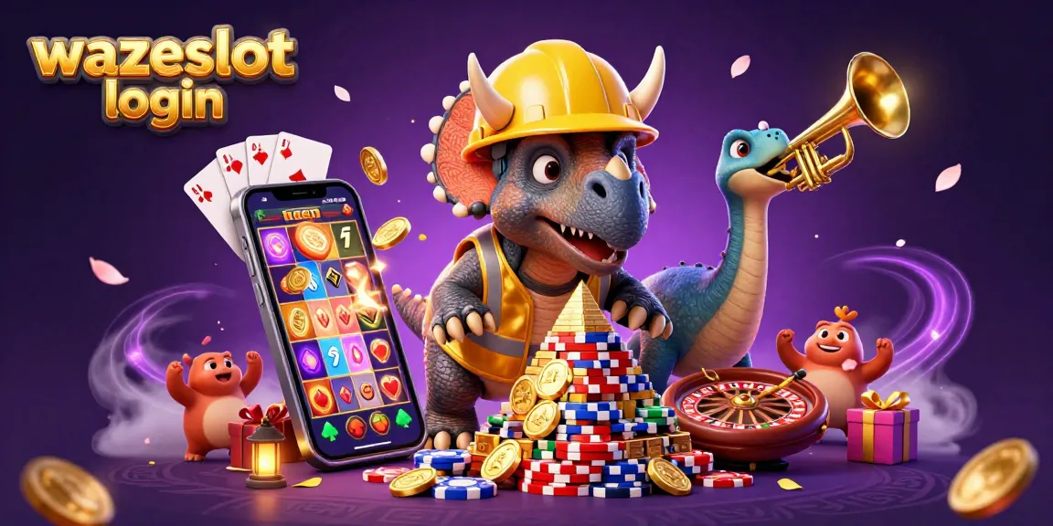 Join the excitement at WAZESLOT login with colorful slot games and festive characters celebrating wins.