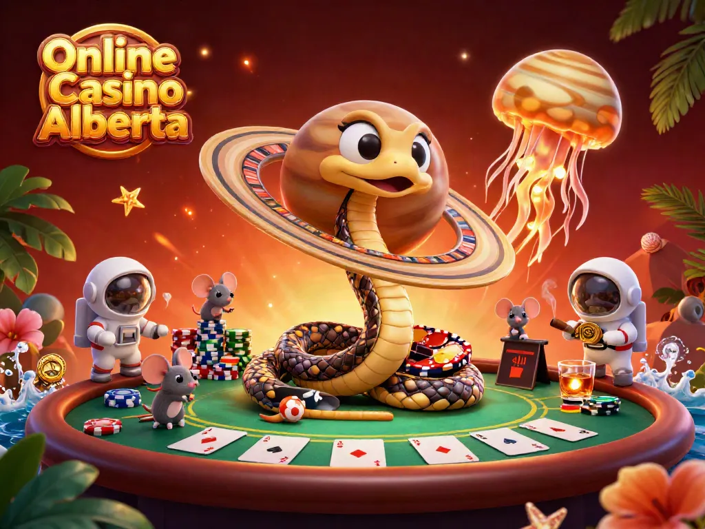 Engage with thrilling games at Online Casino Alberta, featuring a unique cosmic betting scene with vibrant elements.