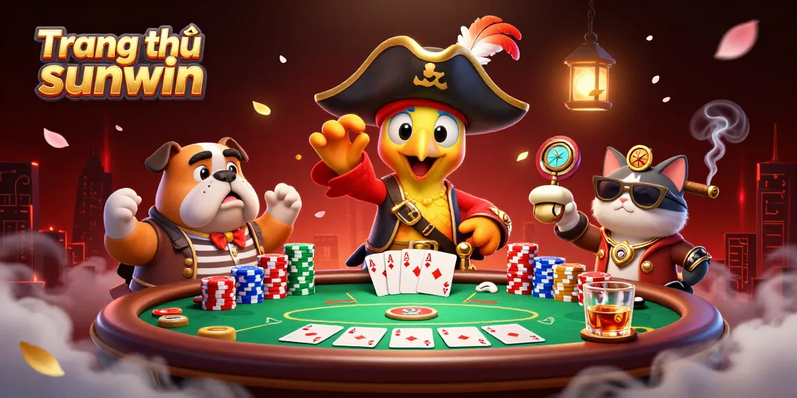 Engage with Trang chủ sunwin's thrilling casino environment featuring vibrant poker scenes and dynamic characters.