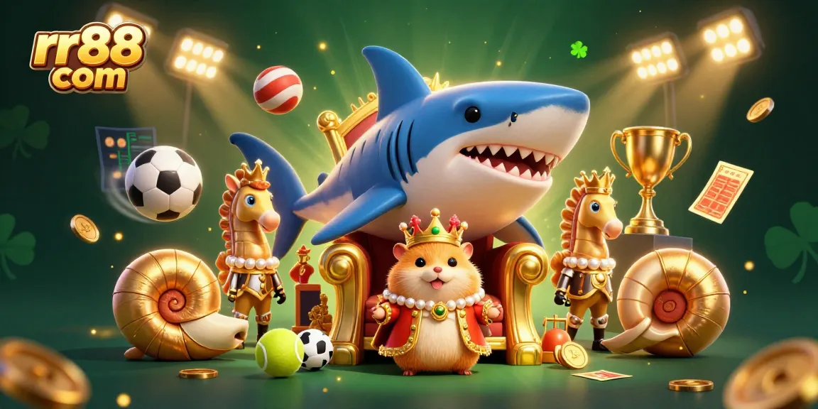 Bet on rr88 com to win prizes with dynamic 3D illustration showcasing exciting casino elements and characters.