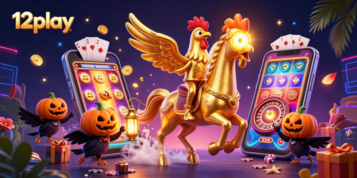 Experience thrilling 12play gaming with an enchanting 3D casino illustration brimming with action.