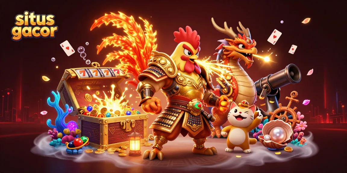 Situs gacor memberikan pengalaman slot gacor yang menyenangkan dengan simbol keberuntungan di sekelilingnya.