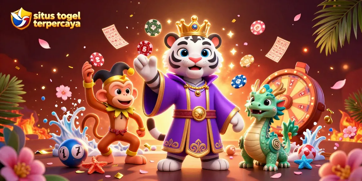 Engage with situs togel terpercaya in dynamic lottery games with vibrant characters and festive decorations