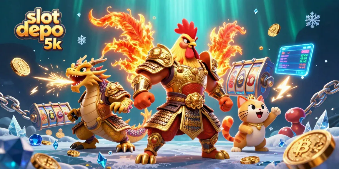 Experience big wins with slot depo 5k in this dynamic casino-themed illustration.