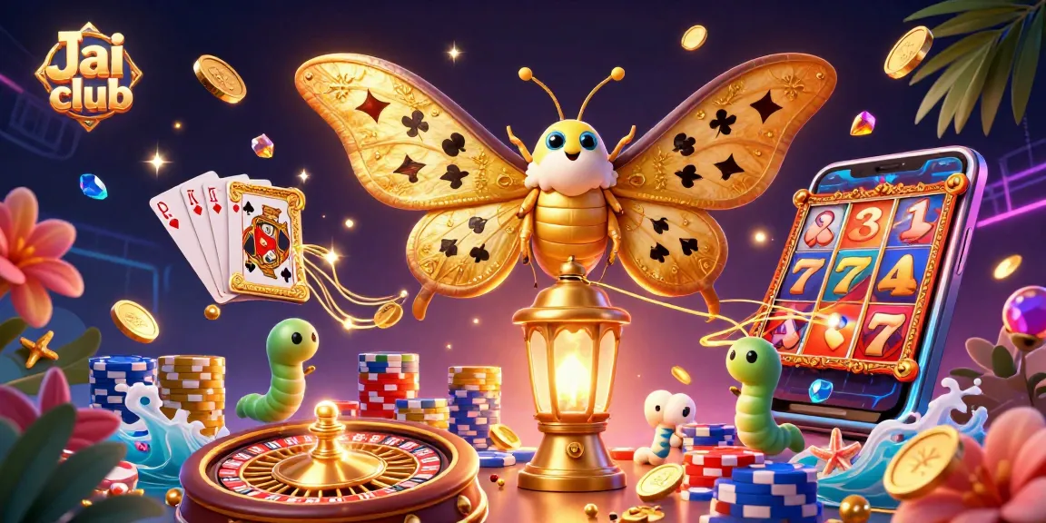 Immerse in Jai club's casino magic as golden coins and vibrant poker chips bring winnings to life.