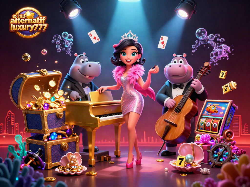 Situs alternatif luxury777 menawarkan suasana kasino yang meriah dalam ilustrasi 3D yang memukau.