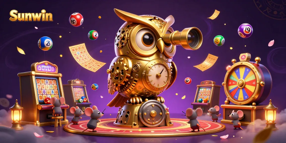 Engage in thrilling gameplay at Sunwin, featuring dynamic 3D slots surrounded by colorful casino elements.