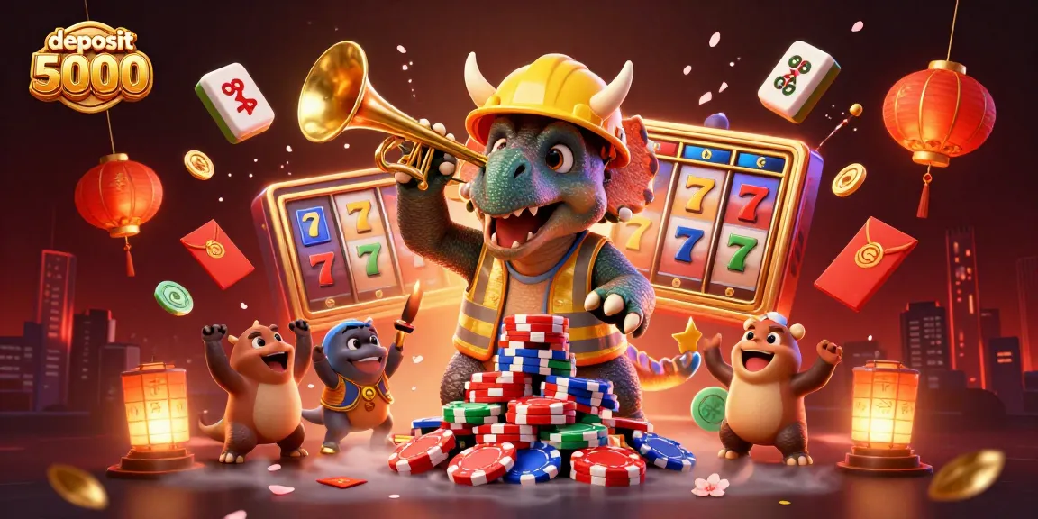 Engage in thrilling play with colorful slot machines depicting the deposit 5000 feature and vibrant casino elements.