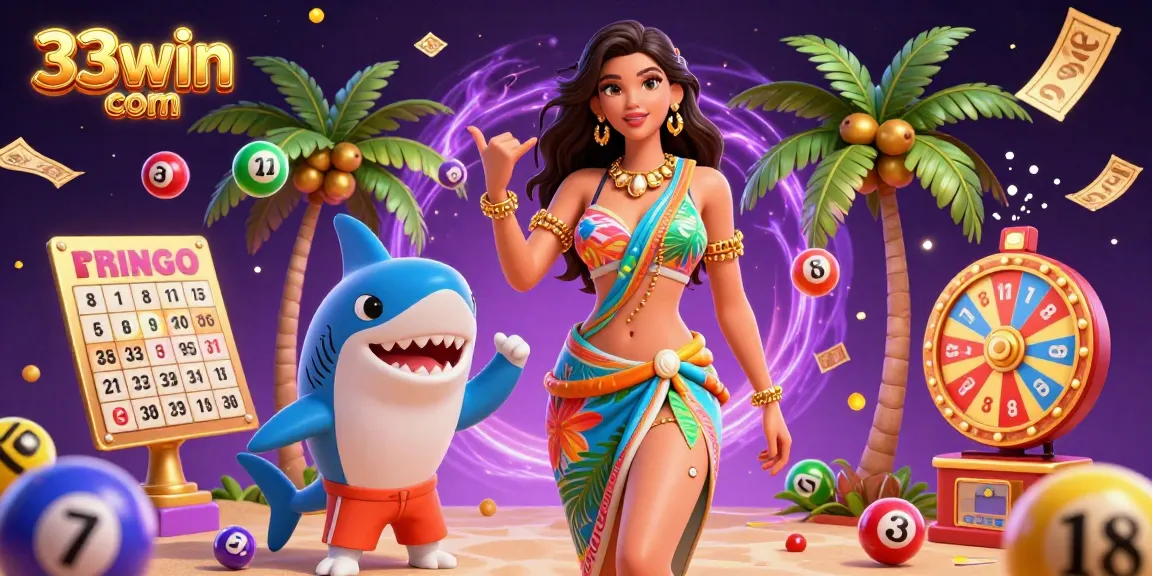 Engage in thrilling lottery action with 33win com featuring vibrant game elements and joyful characters.