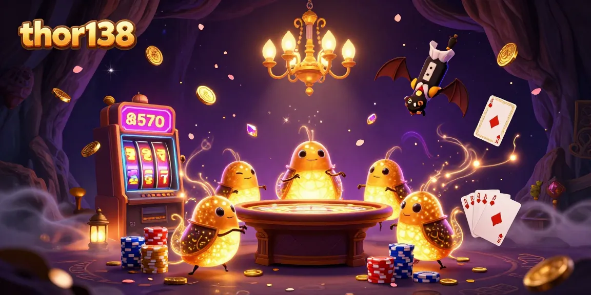 Menggali peluang menang dengan thor138, slot mesin penuh koin berkilauan di kasino cahaya gua