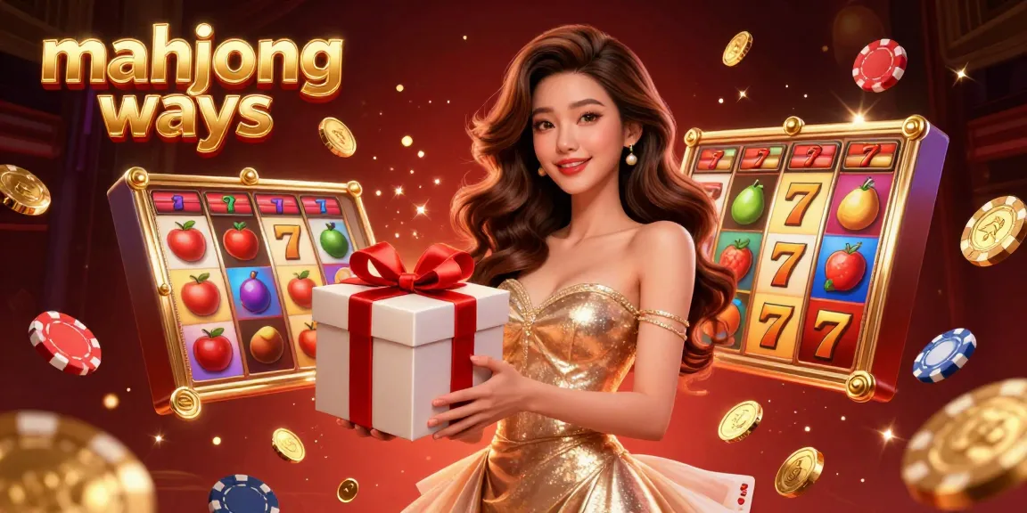 Experience the excitement of Mahjong Ways with vibrant slot reels, and golden coins in a festive casino scene.