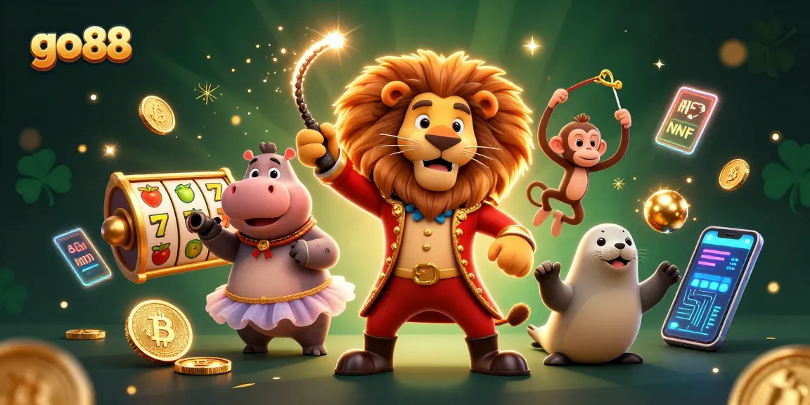 Experience thrilling gaming at go 88 with vibrant circus characters amidst rich slot elements.