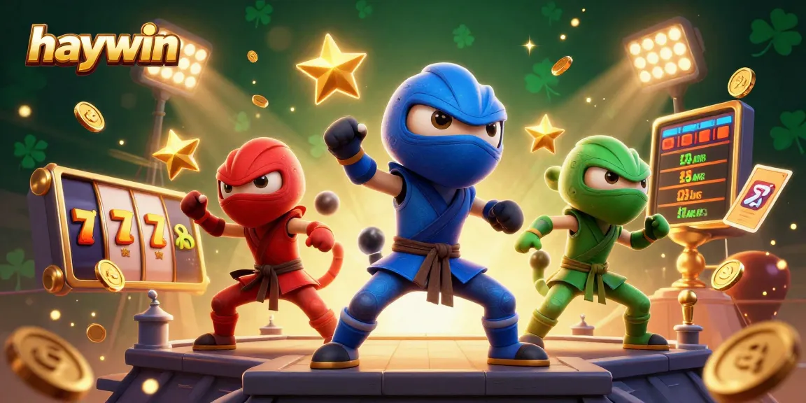 Experience thrilling slots action with haywin as ninja chameleons showcase casino excitement in a vibrant scene.