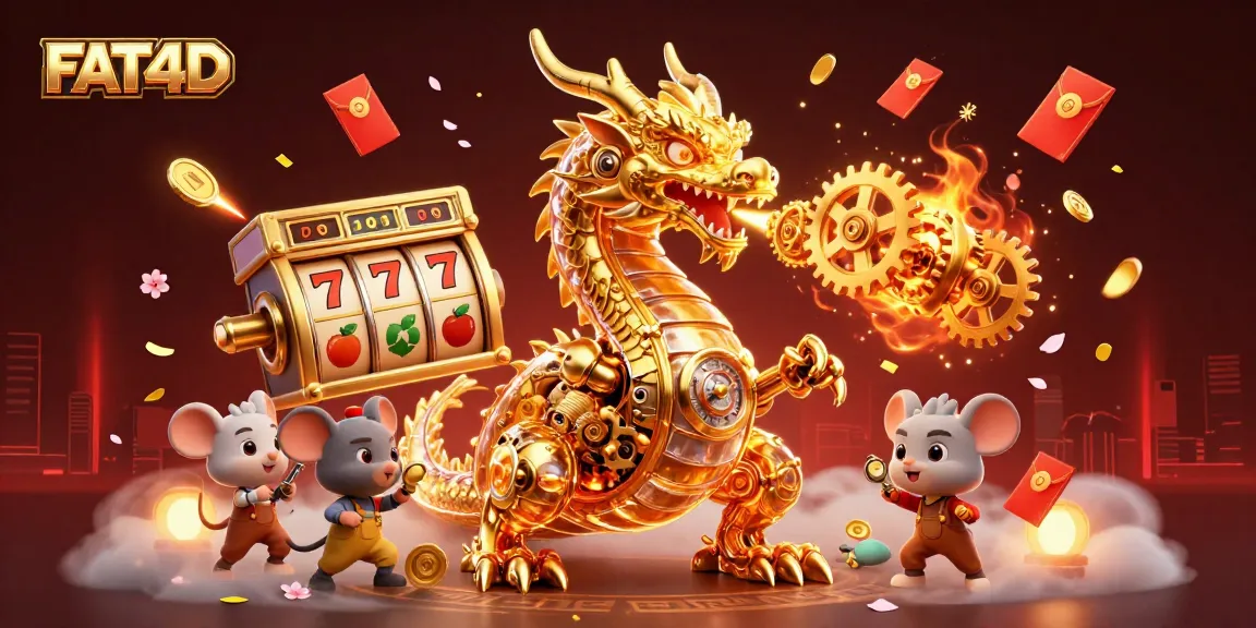 Experience inspiring gameplay dynamics at FAT4D with slots, golden dragons, and rich casino elements.