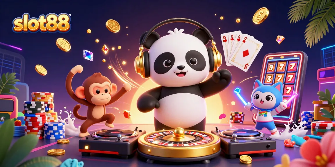 Slot88 menawarkan pengalaman bermain yang menyenangkan dengan berbagai karakter kartun 3D dan elemen kasino.