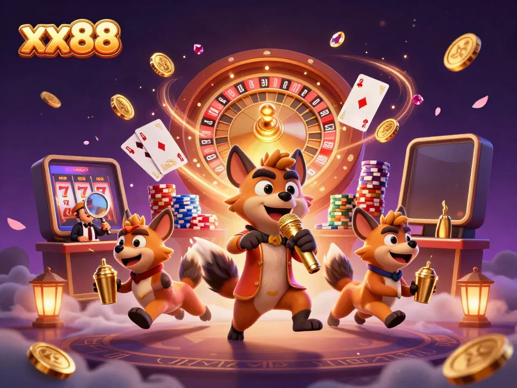 Enjoy the vibrant comic scene with hyenas running a comedy casino club at xx88 and mixing drinks.