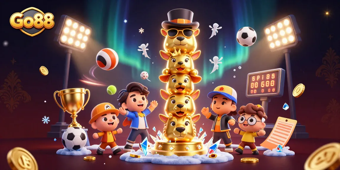 Engage in thrilling gaming at Go88 with vibrant animated elements capturing the casino spirit.