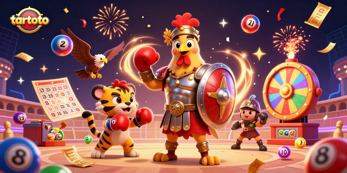 Experience thrilling wins at tartoto with an engaging 3D casino illustration showcasing dynamic lottery game elements.
