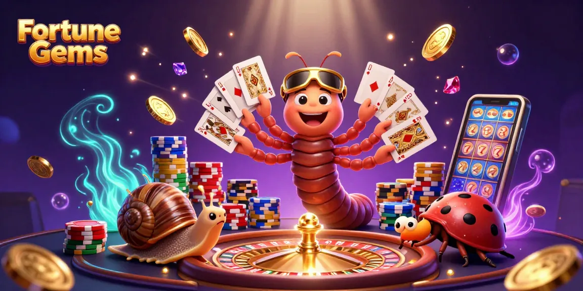 Experience winning thrills with Fortune Gems in a vibrant casino scene featuring animated characters and rich details.