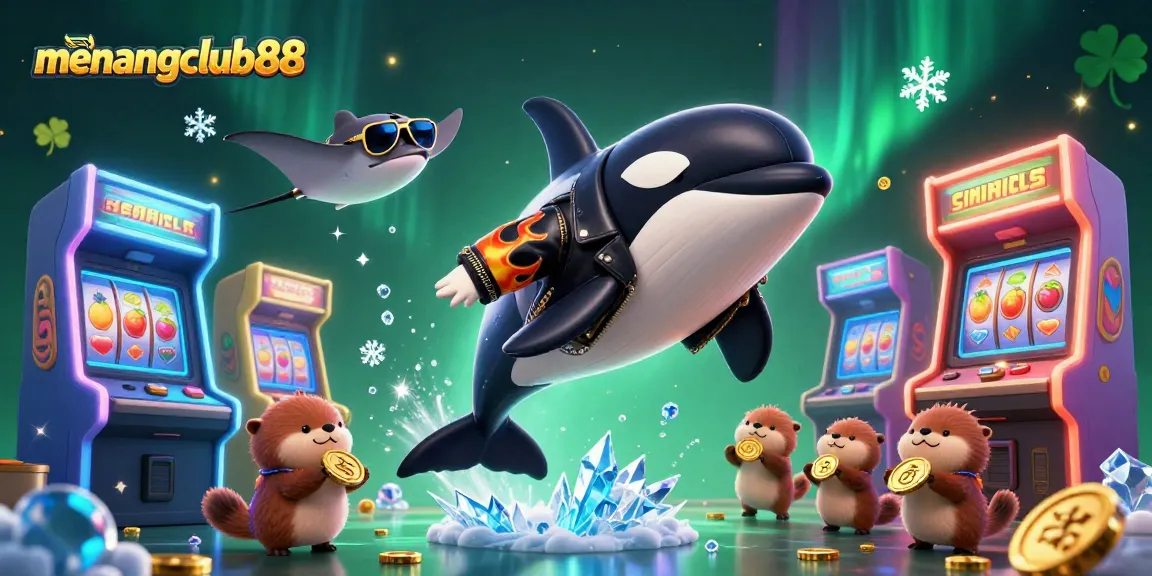 Experience the excitement of menangclub88 with vibrant characters in a casino-themed 3D illustration.