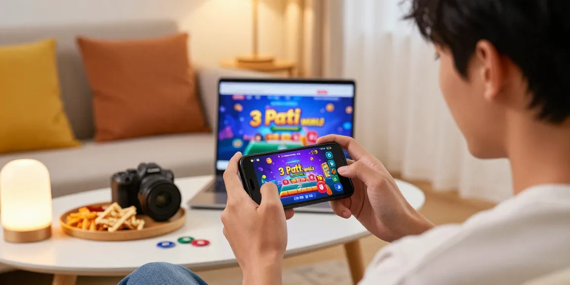 Exciting gaming moment with 3 Patti World on smartphone, showcasing dynamic gameplay and a comfortable setting.