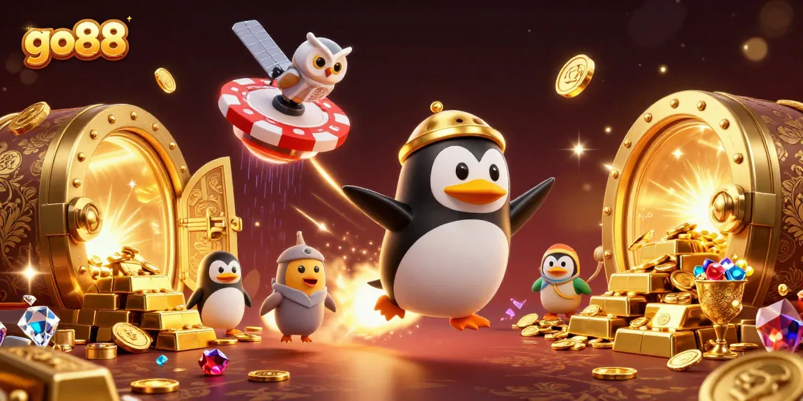 Catch golden penguins on the go88 adventures through a vibrant casino universe!
