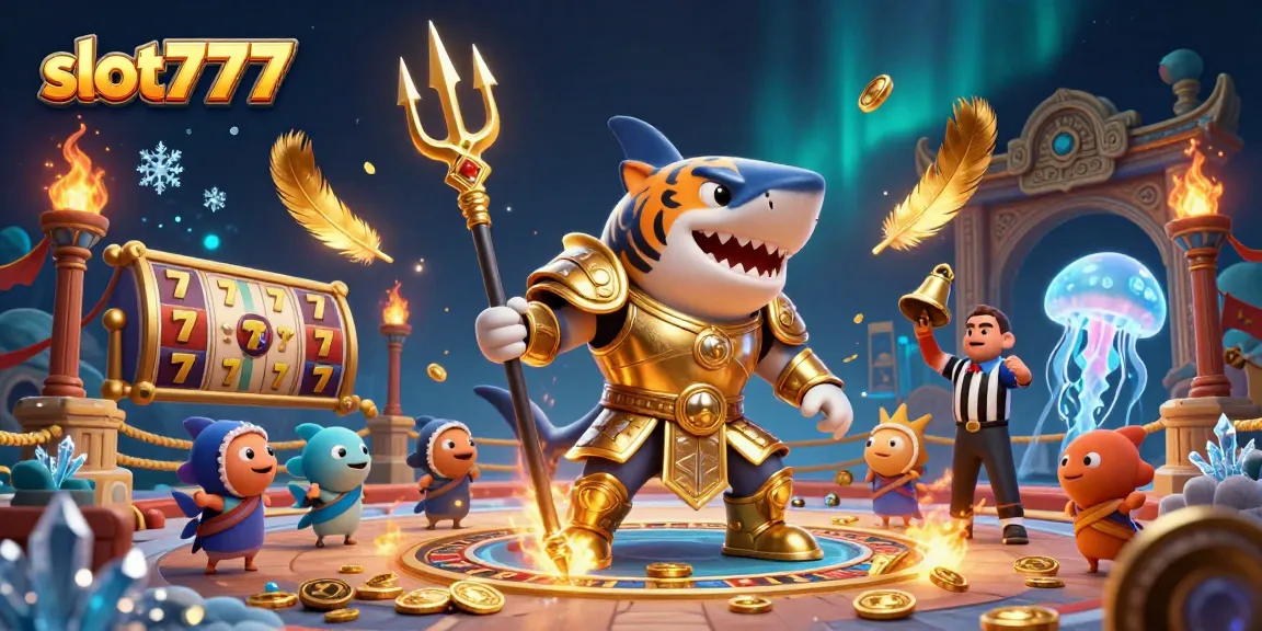 Experience big wins with slot777 in a vibrant underwater casino scene filled with 3D characters and animation.