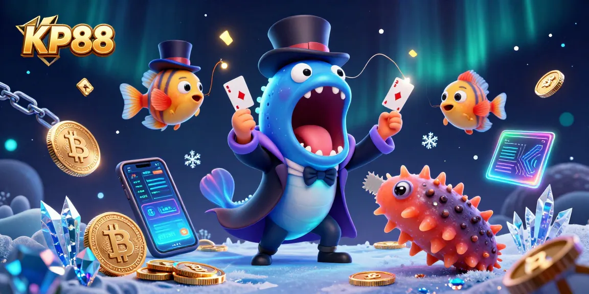 KP88 enhances gambling experience with a vibrant 3D scene of magical sea characters and crypto elements