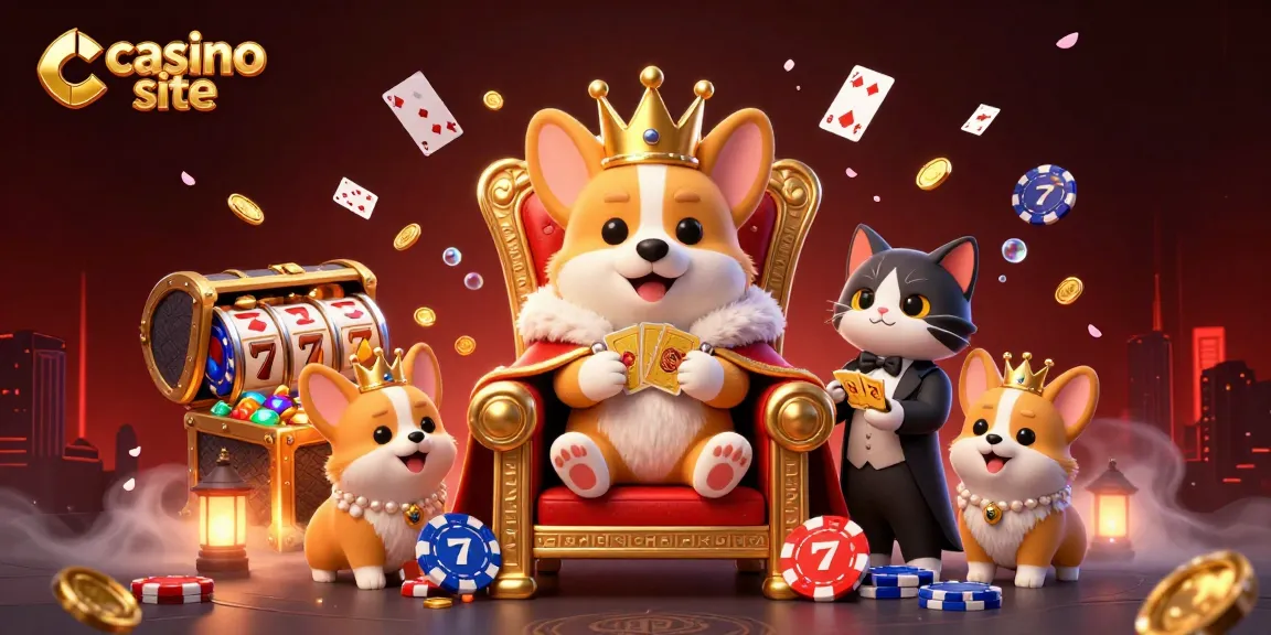 Experience online gaming excitement with the vibrant cartoon scene showcasing the casino site atmosphere.