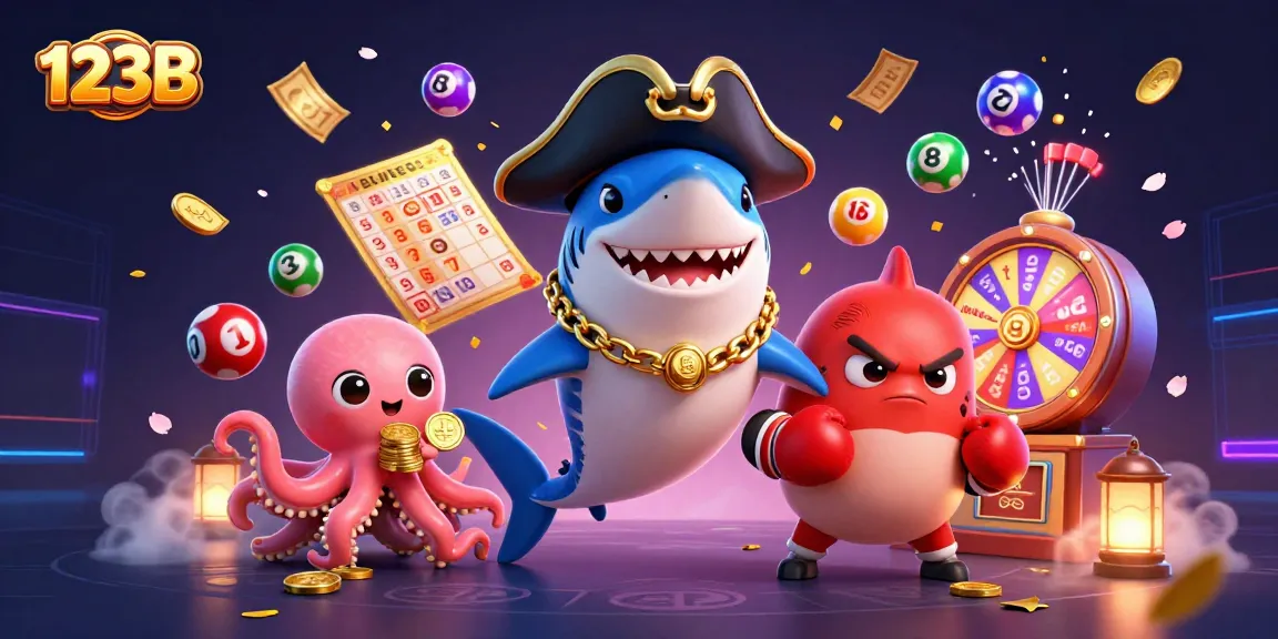Experience thrilling wins at 123B with vibrant casino elements and engaging characters.