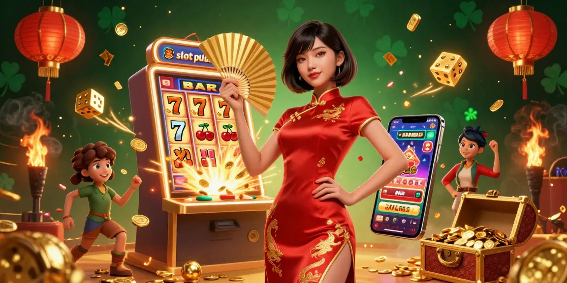 Experience slot pulsa gaming with vibrant visuals, featuring lucky symbols, coins, and cascading elements.