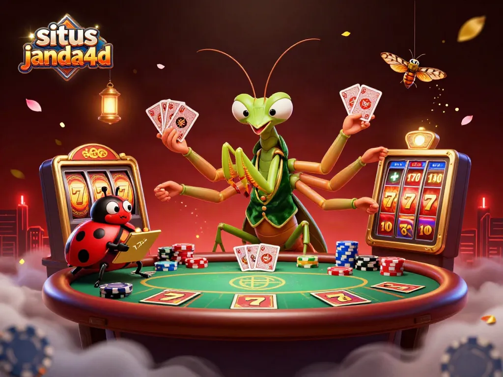 Situs janda4d mempersembahkan ilustrasi 3D kartun menarik tentang karakter kasino yang menghibur.